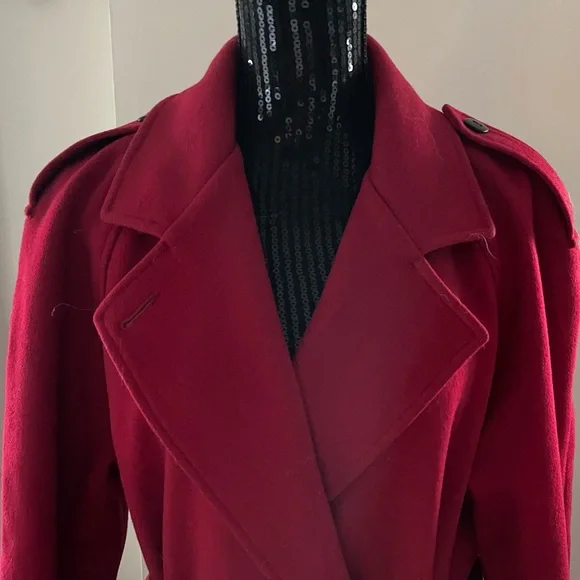 DIANA CHARLES Elegant Red Wool Cashmere Blend Coat Size 11/12 - Picture 2 of 16